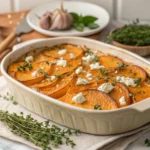 Creamy Garlic Butter Sweet Potato Bake
