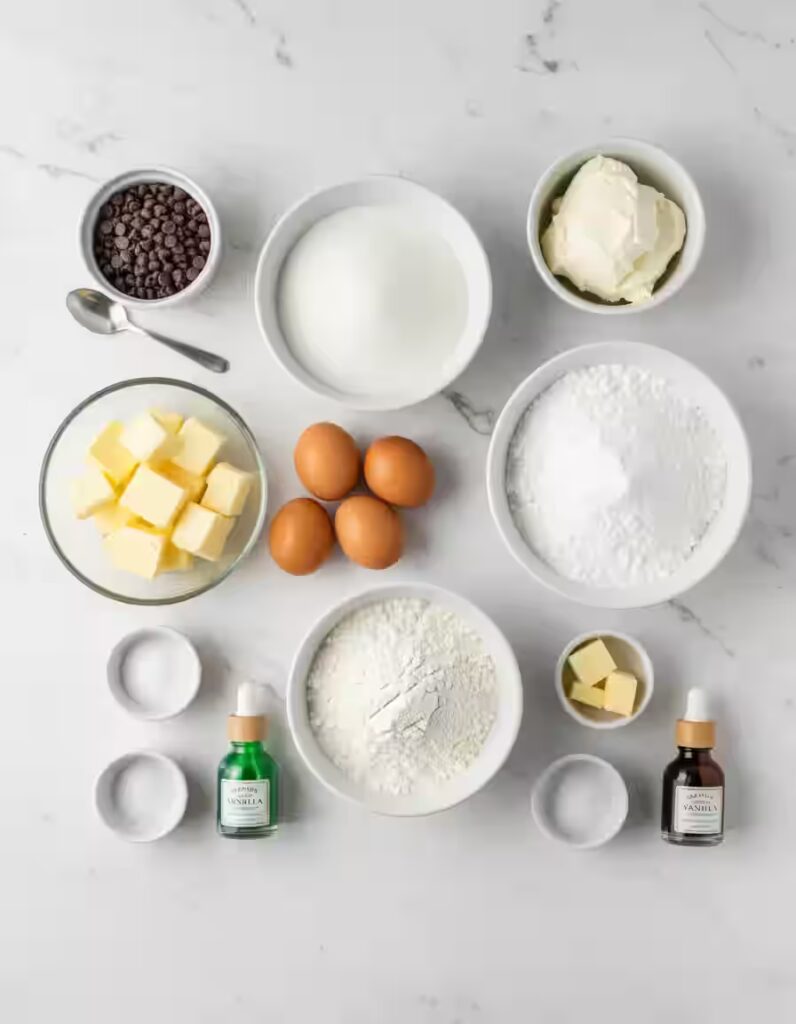 Green Velvet Brownies with Cream Cheese Frosting Ingredients